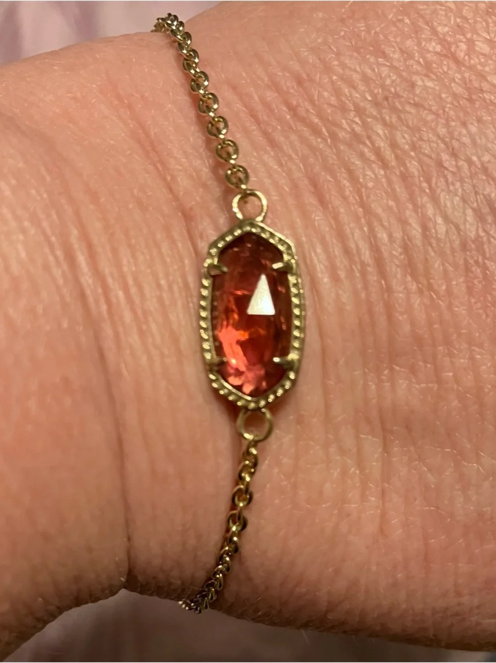 Kendra Scott Gold Bracelet with Red Stone - Picture 4 of 5